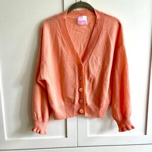 CRUSH CASHMERE flutter sleeve v-neck caridgan - Size 0